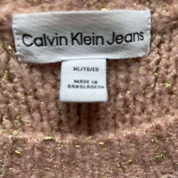 Pink and Metallic Gold Calvin Klein Sweater XL - Picture 3 of 6